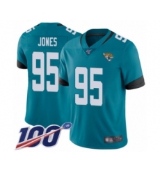 Men's Jacksonville Jaguars #95 Abry Jones Teal Green Alternate Vapor Untouchable Limited Player 100th Season Football Jersey