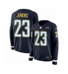 Women's Nike Los Angeles Chargers #23 Rayshawn Jenkins Limited Navy Blue Therma Long Sleeve NFL Jersey