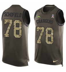 Men's Nike Los Angeles Chargers #78 Michael Schofield Limited Green Salute to Service Tank Top NFL Jersey