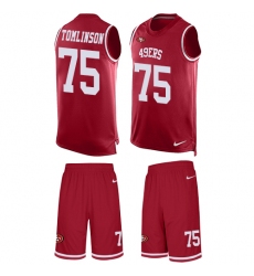 Men's Nike San Francisco 49ers #75 Laken Tomlinson Limited Red Tank Top Suit NFL Jersey