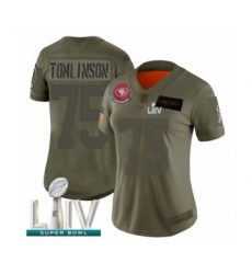 Women's San Francisco 49ers #75 Laken Tomlinson Limited Olive 2019 Salute to Service Super Bowl LIV Bound Football Jersey