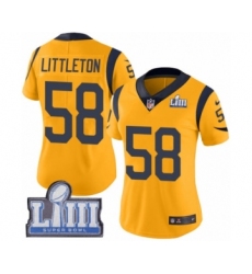 Women's Nike Los Angeles Rams #58 Cory Littleton Limited Gold Rush Vapor Untouchable Super Bowl LIII Bound NFL Jersey