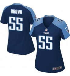 Women's Nike Tennessee Titans #55 Jayon Brown Game Navy Blue Alternate NFL Jersey