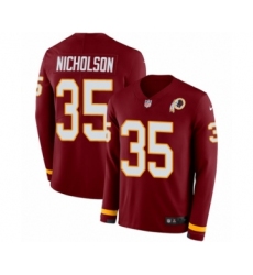 Men's Nike Washington Redskins #35 Montae Nicholson Limited Burgundy Therma Long Sleeve NFL Jersey
