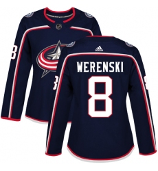 Women's Adidas Columbus Blue Jackets #8 Zach Werenski Premier Navy Blue Home NHL Jersey
