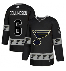 Men's Adidas St. Louis Blues #6 Joel Edmundson Authentic Black Team Logo Fashion NHL Jersey