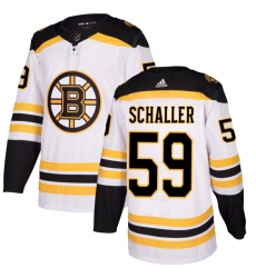 Women's Adidas Boston Bruins #59 Tim Schaller Authentic White Away NHL Jersey