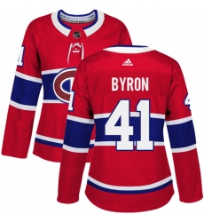 Women's Adidas Montreal Canadiens #41 Paul Byron Authentic Red Home NHL Jersey