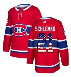 Men's Adidas Montreal Canadiens #21 David Schlemko Authentic Red USA Flag Fashion NHL Jersey