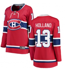 Women's Montreal Canadiens #13 Peter Holland Authentic Red Home Fanatics Branded Breakaway NHL Jersey