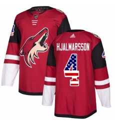 Men's Adidas Arizona Coyotes #4 Niklas Hjalmarsson Authentic Red USA Flag Fashion NHL Jersey