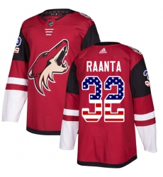 Men's Adidas Arizona Coyotes #32 Antti Raanta Authentic Red USA Flag Fashion NHL Jersey