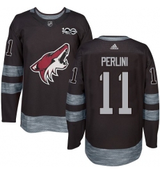 Men's Adidas Arizona Coyotes #11 Brendan Perlini Authentic Black 1917-2017 100th Anniversary NHL Jersey