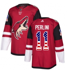 Men's Adidas Arizona Coyotes #11 Brendan Perlini Authentic Red USA Flag Fashion NHL Jersey