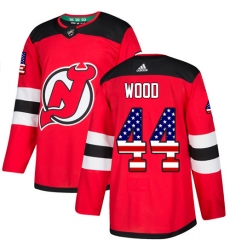 Youth Adidas New Jersey Devils #44 Miles Wood Authentic Red USA Flag Fashion NHL Jersey