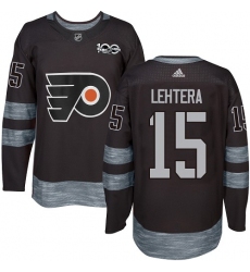Men's Adidas Philadelphia Flyers #15 Jori Lehtera Authentic Black 1917-2017 100th Anniversary NHL Jersey