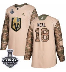 Youth Adidas Vegas Golden Knights #18 James Neal Authentic Camo Veterans Day Practice 2018 Stanley Cup Final NHL Jersey