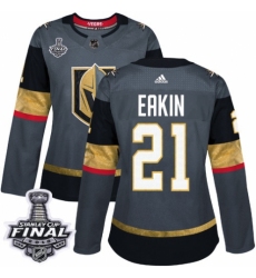 Women's Adidas Vegas Golden Knights #21 Cody Eakin Authentic Gray Home 2018 Stanley Cup Final NHL Jersey