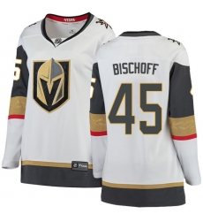 Women's Vegas Golden Knights #45 Jake Bischoff Authentic White Away Fanatics Branded Breakaway NHL Jersey