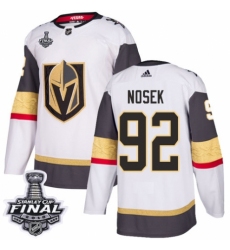 Youth Adidas Vegas Golden Knights #92 Tomas Nosek Authentic White Away 2018 Stanley Cup Final NHL Jersey