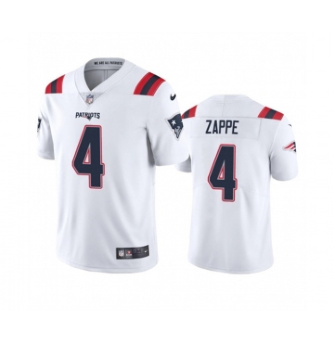 Men's New England Patriots #4 Bailey Zappe White Vapor Untouchable Limited Stitched Jersey