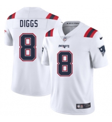 Men's New England Patriots #8 Stefon Diggs White 2025 Vapor Limited Football Stitched Jersey
