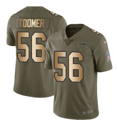 Men's Nike Los Angeles Chargers #56 Korey Toomer Limited Olive/Gold 2017 Salute to Service NFL Jersey