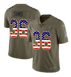Men's Nike Tennessee Titans #36 LeShaun Sims Limited Olive/USA Flag 2017 Salute to Service NFL Jersey