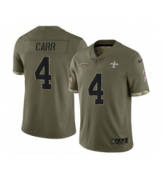 Men's New Orleans Saints #4 Derek Carr Olive Salute To Service Limited Stitched Jersey