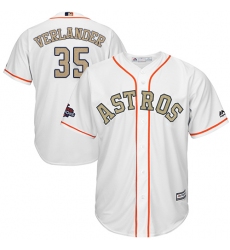 Youth Majestic Houston Astros #35 Justin Verlander Authentic White 2018 Gold Program Cool Base MLB Jersey