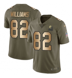Men's Nike Cleveland Browns #82 Kasen Williams Limited Olive/Gold 2017 Salute to Service NFL Jersey