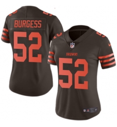 Women's Nike Cleveland Browns #52 James Burgess Limited Brown Rush Vapor Untouchable NFL Jersey