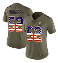 Women's Nike Cleveland Browns #52 James Burgess Limited Olive/USA Flag 2017 Salute to Service NFL Jersey