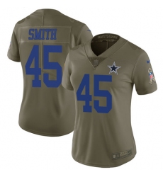 Women's Nike Dallas Cowboys #45 Rod Smith Limited Olive 2017 Salute to Service NFL Jersey