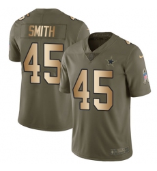 Youth Nike Dallas Cowboys #45 Rod Smith Limited Olive/Gold 2017 Salute to Service NFL Jersey