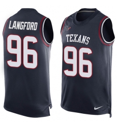 Men's Nike Houston Texans #96 Kendall Langford Limited Navy Blue Player Name & Number Tank Top NFL Jersey