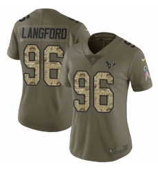 Women's Nike Houston Texans #96 Kendall Langford Limited Olive/Camo 2017 Salute to Service NFL Jersey