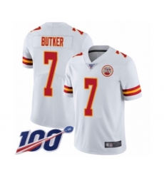 Men's Kansas City Chiefs #7 Harrison Butker White Vapor Untouchable Limited Player 100th Season Football Jersey