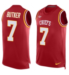 Men's Nike Kansas City Chiefs #7 Harrison Butker Limited Red Player Name & Number Tank Top NFL Jersey