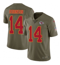 Men's Nike Kansas City Chiefs #14 Demarcus Robinson Limited Olive 2017 Salute to Service NFL Jersey