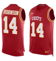 Men's Nike Kansas City Chiefs #14 Demarcus Robinson Limited Red Player Name & Number Tank Top NFL Jersey