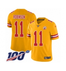 Youth Kansas City Chiefs #11 Demarcus Robinson Limited Gold Inverted Legend 100th Season Football Jersey