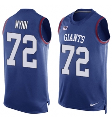 Men's Nike New York Giants #72 Kerry Wynn Limited Royal Blue Player Name & Number Tank Top NFL Jersey