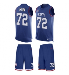 Men's Nike New York Giants #72 Kerry Wynn Limited Royal Blue Tank Top Suit NFL Jersey