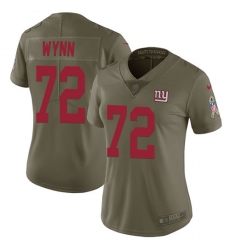 Women's Nike New York Giants #72 Kerry Wynn Limited Olive 2017 Salute to Service NFL Jersey