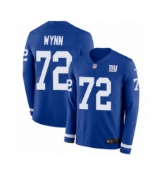 Youth Nike New York Giants #72 Kerry Wynn Limited Royal Blue Therma Long Sleeve NFL Jersey