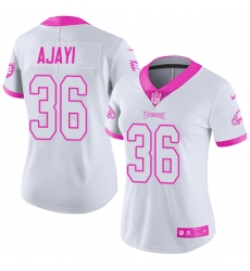 Women's Nike Philadelphia Eagles #36 Jay Ajayi Limited White/Pink Rush Fashion NFL Jersey