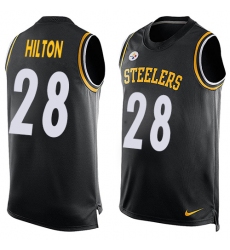 Men's Nike Pittsburgh Steelers #28 Mike Hilton Limited Black Player Name & Number Tank Top NFL Jersey