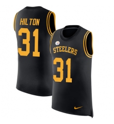 Men's Nike Pittsburgh Steelers #31 Mike Hilton Black Rush Player Name & Number Tank Top NFL Jersey