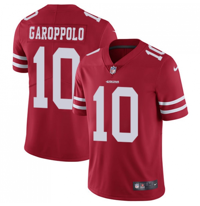 Men's Nike San Francisco 49ers #10 Jimmy Garoppolo Red Team Color Vapor Untouchable Limited Player NFL Jersey